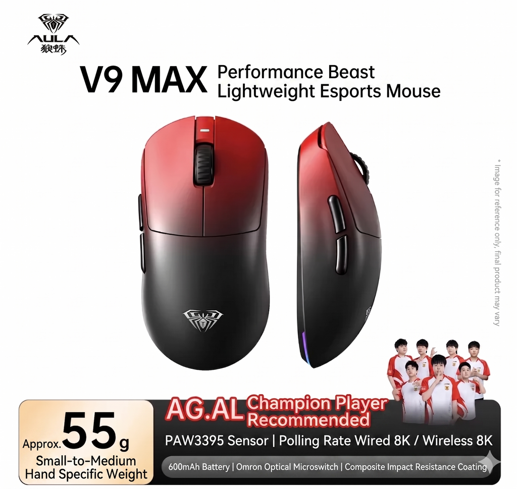 AULA V9+ Tri-Mode Wireless Mouse – Pro E-sports Performance Series