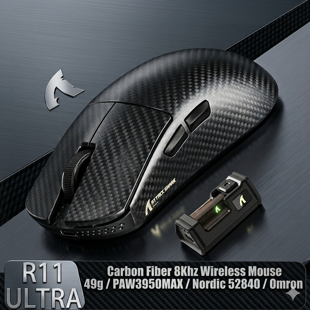 Attack Shark R11 Ultra: Carbon Fiber 8K Gaming Mouse