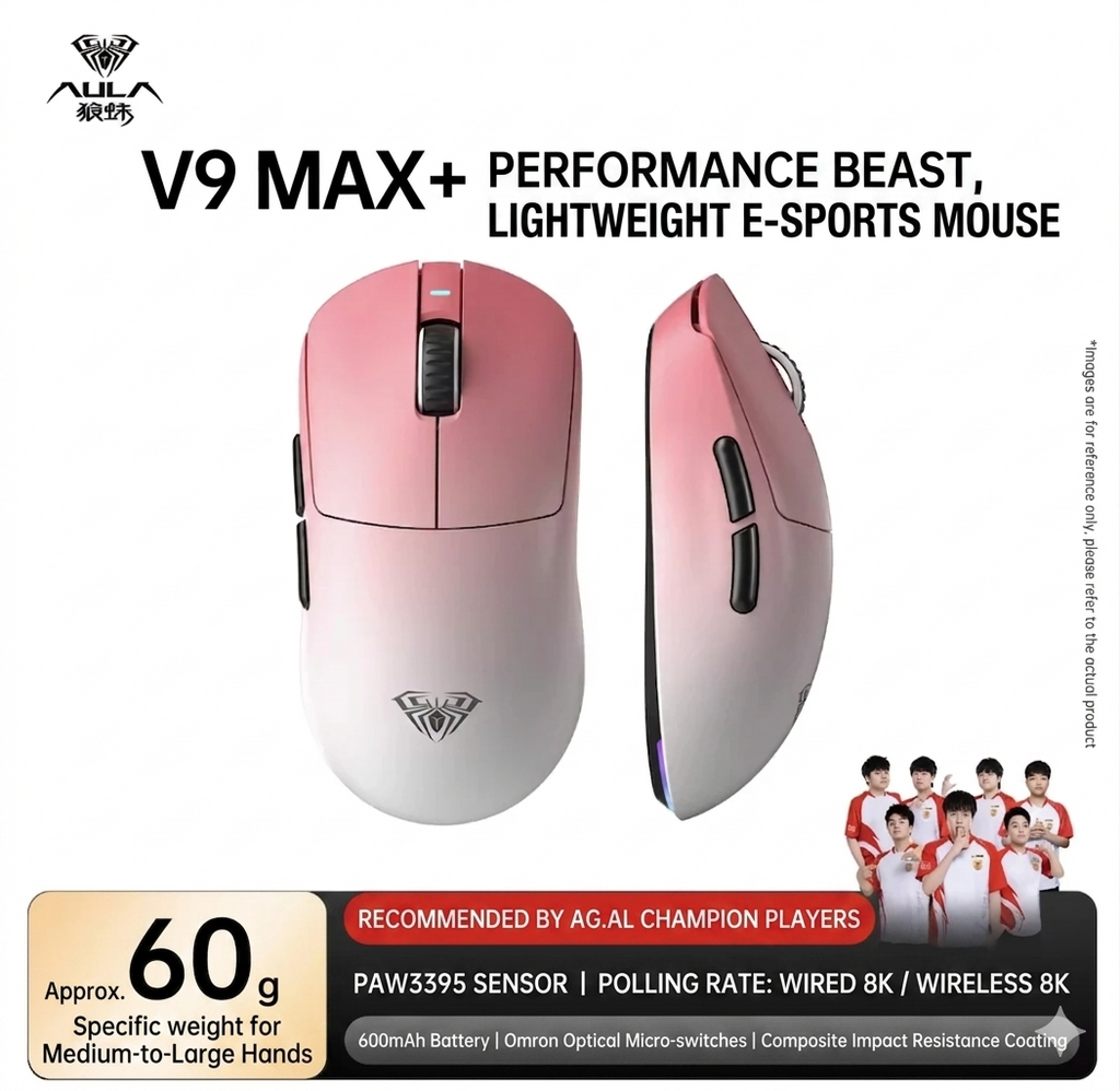 AULA V9+ Tri-Mode Wireless Mouse – Pro E-sports Performance Series