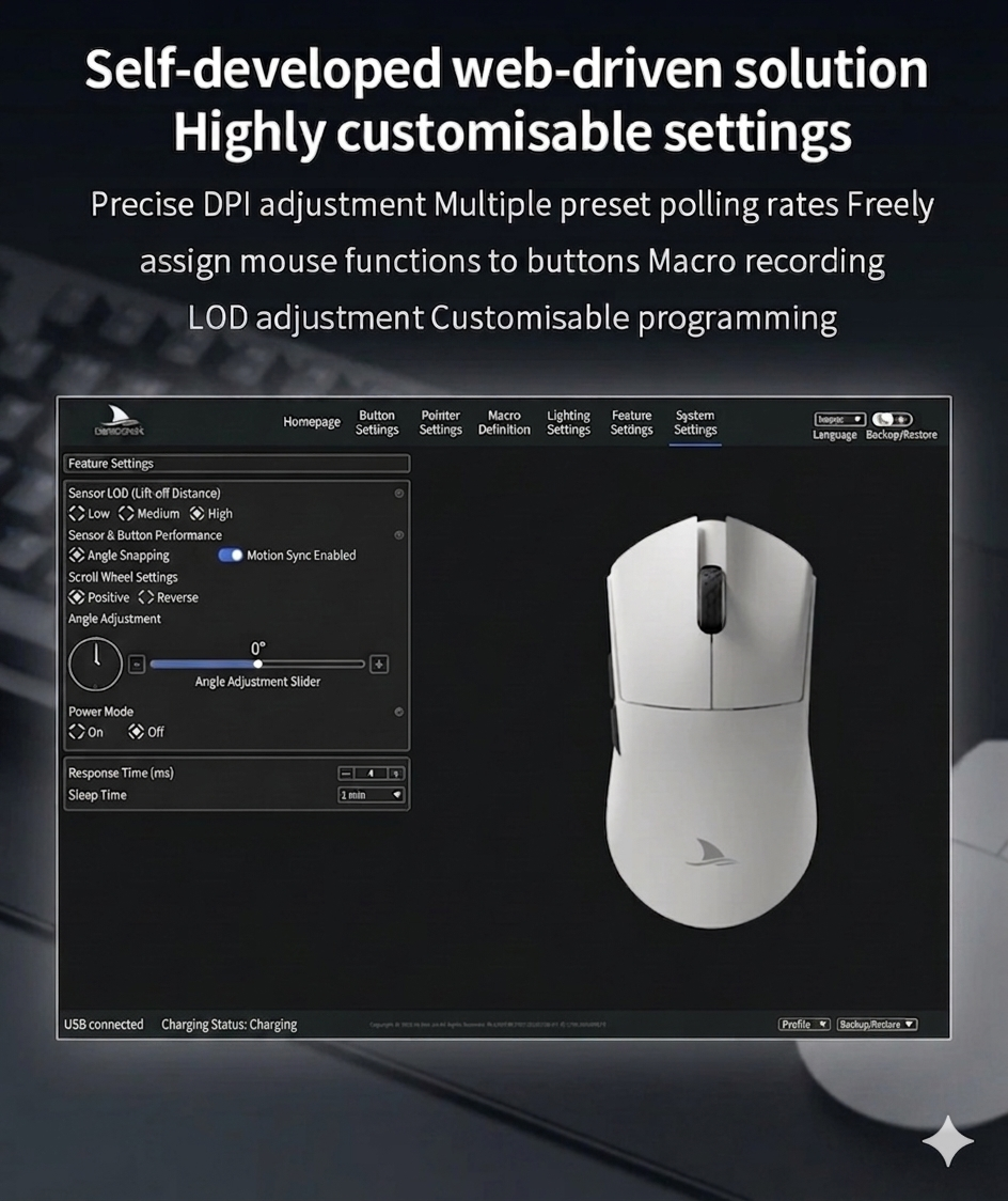 Darmoshark M3 V2 Double 8K: PAW3395 Sensor | 26K DPI Tri-Mode Mouse