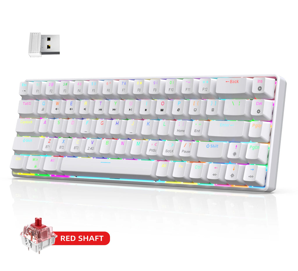 Compact HXSJ V800 68-Key 3-mode Gaming Wireless Mechanical Keyboard USB-C Ergonomic RGB Backlit for Laptop Mac PC-5
