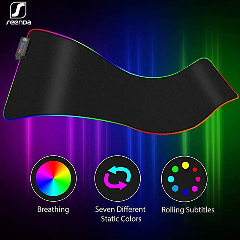 RGB Keyboard Mouse Pad LED Light Mousepad Desk-mat Colorful Surface Waterproof Multi-size Non-slip Mice Pad-6