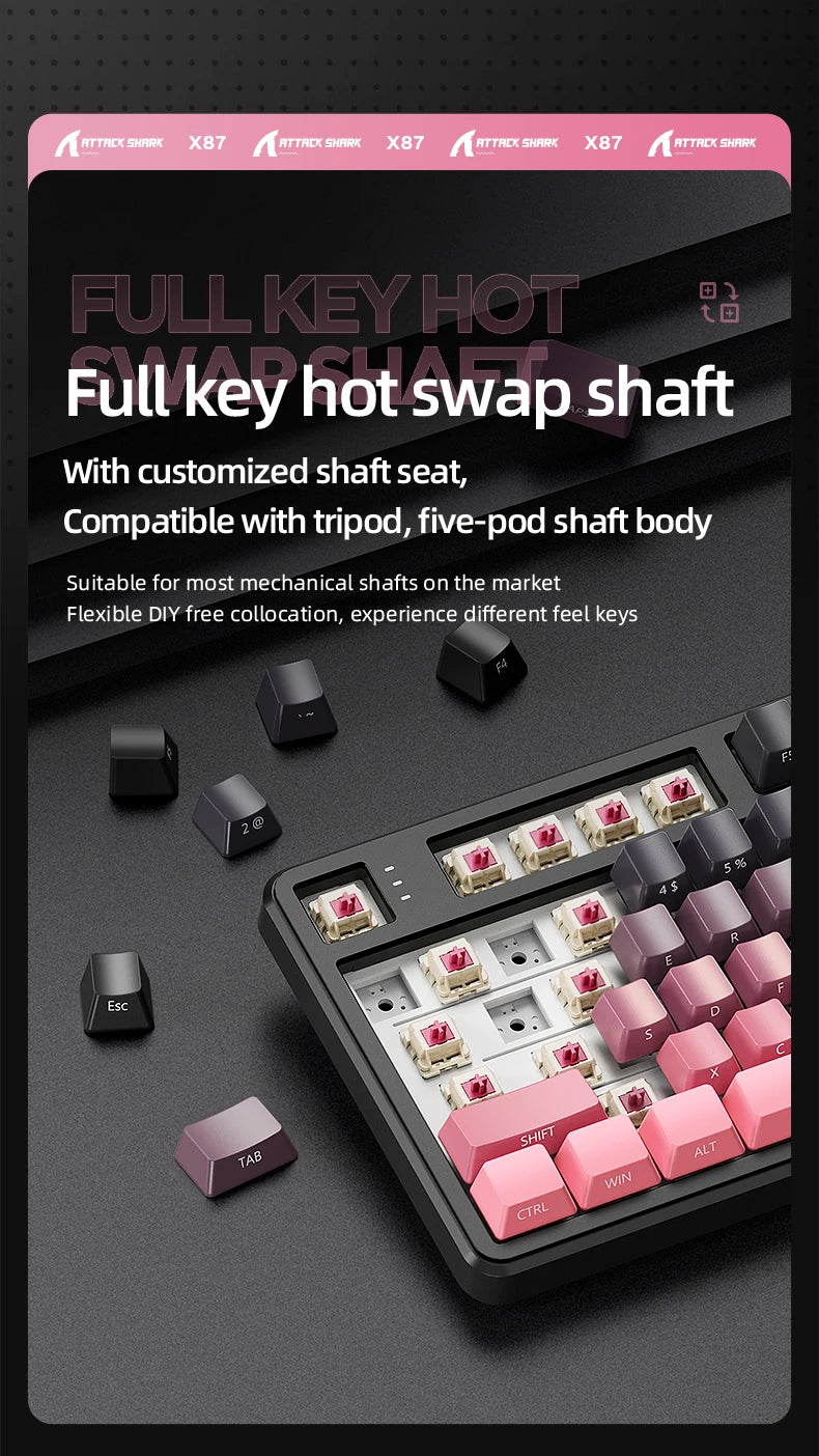Attack Shark Keyboard X87: Tri-Mode Side-Lit Mechanical