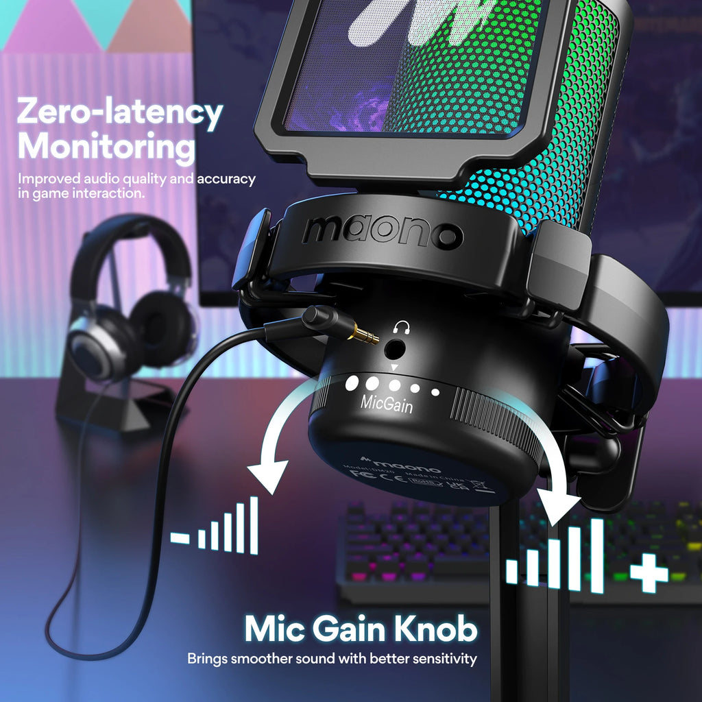 Maono DGM20 Series – Intelligent USB Gaming Mic with Noise Cancellation