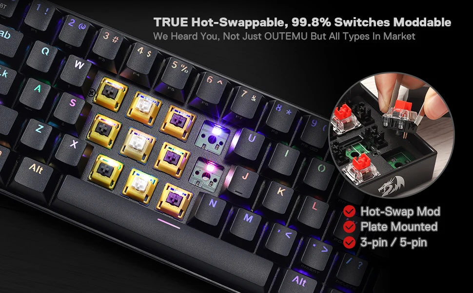 Redragon K530 Pro Keyboard: Tri-Mode Wireless 60% Mechanical