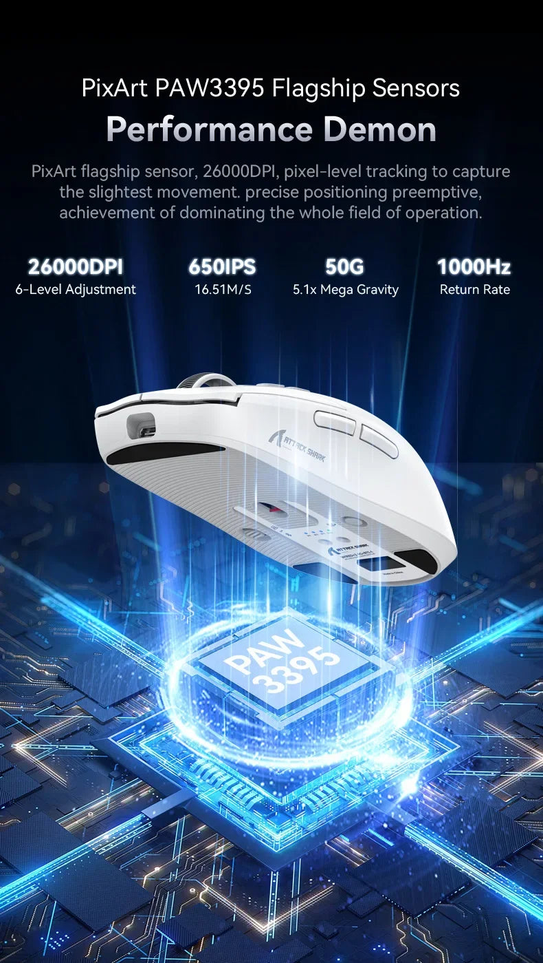 Attack Shark X6: Tri-Mode Wireless Gaming Mouse with Charging Dock