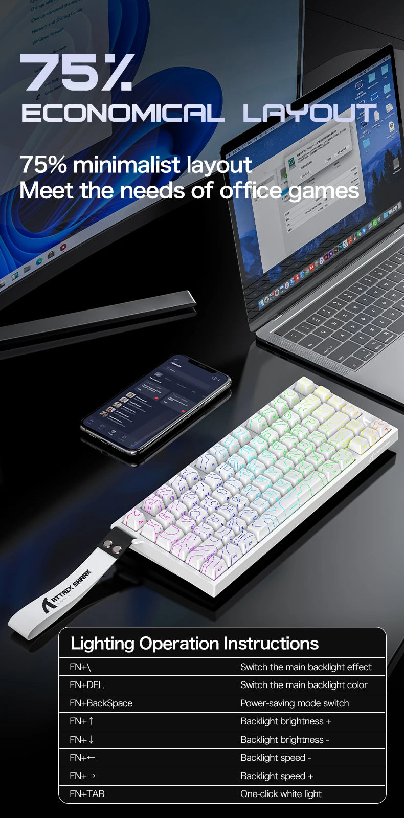 Attack Shark R82HE: Magnetic Rapid Trigger Gaming Keyboard