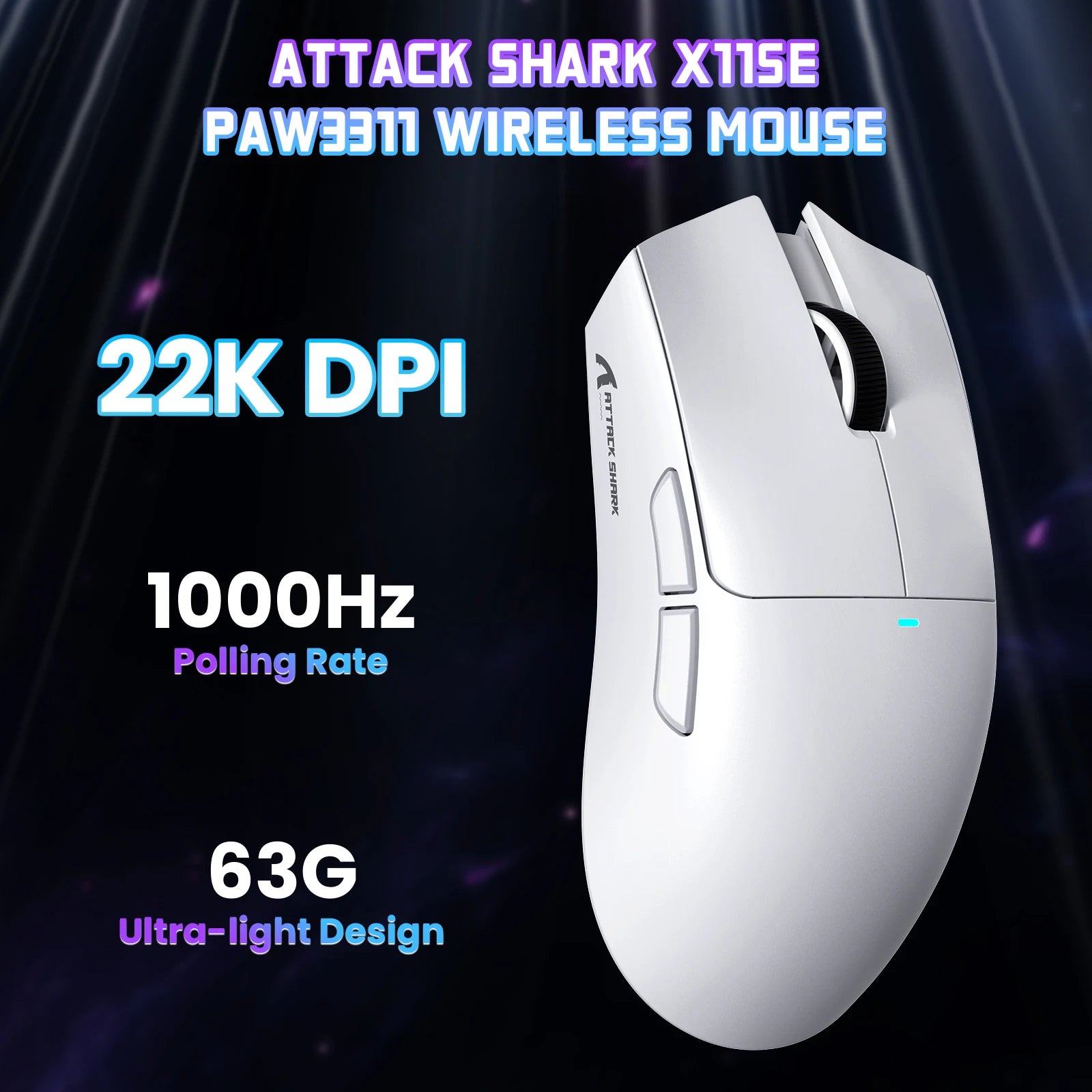 ATTACK SHARK X11SE Ultra-Light: 63g Wireless Gaming Mouse (22K DPI)