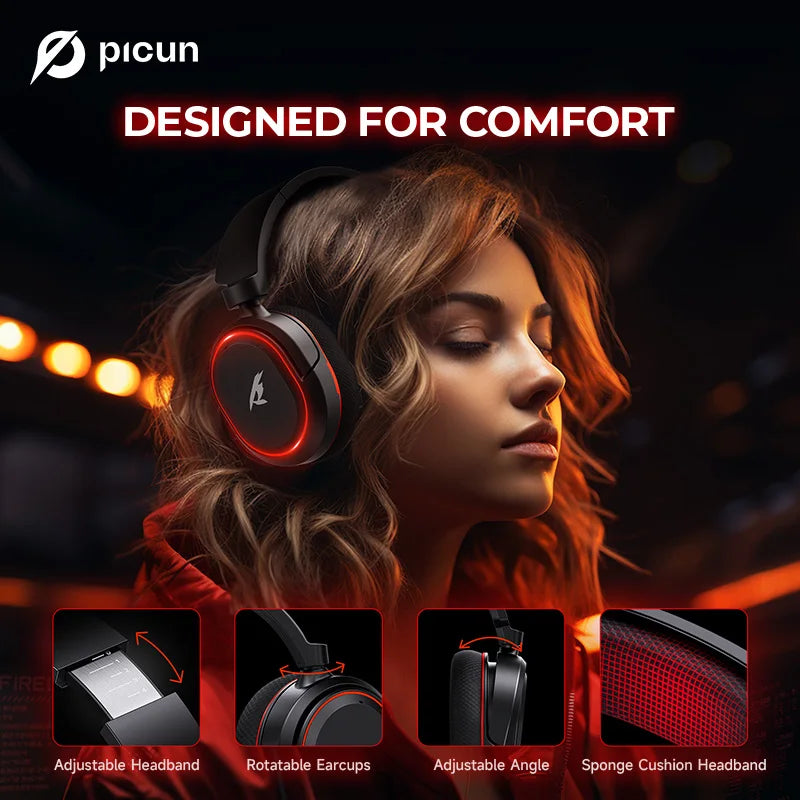 Picun G2 | 5ms Ultra-Low Latency Wireless Gaming Headset with 7.1 Audio
