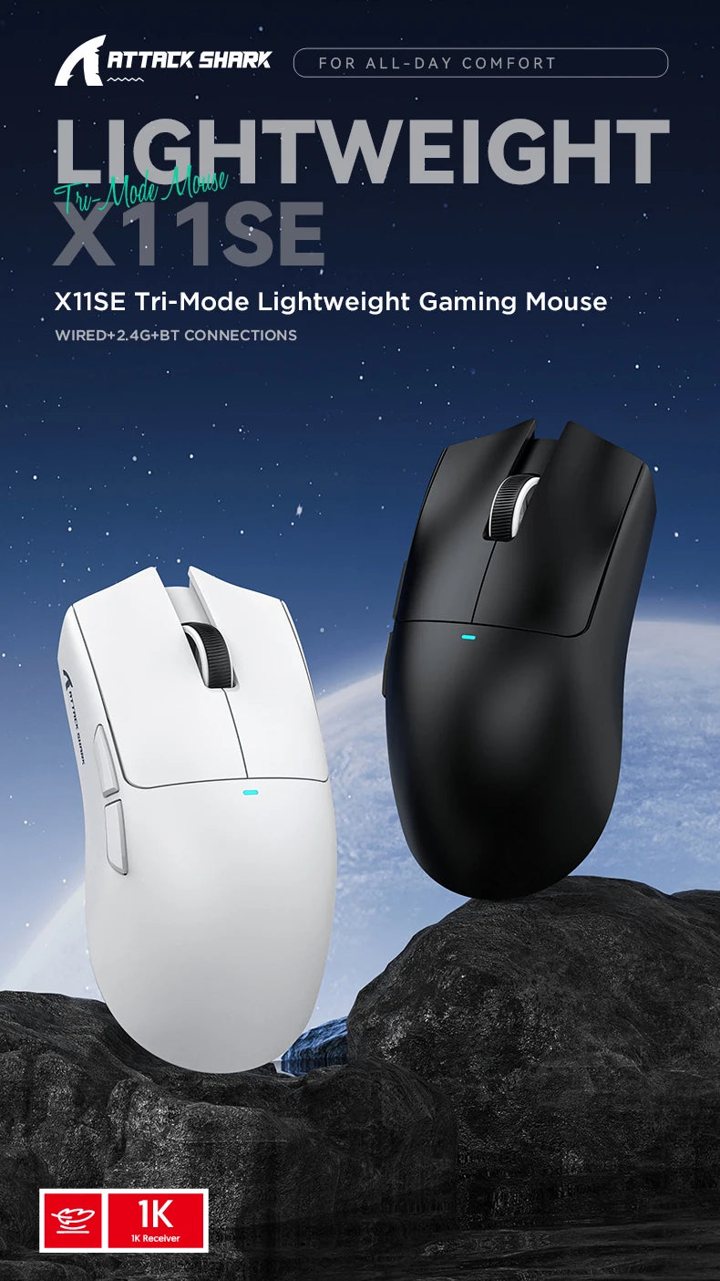 ATTACK SHARK X11SE Ultra-Light: 63g Wireless Gaming Mouse (22K DPI)