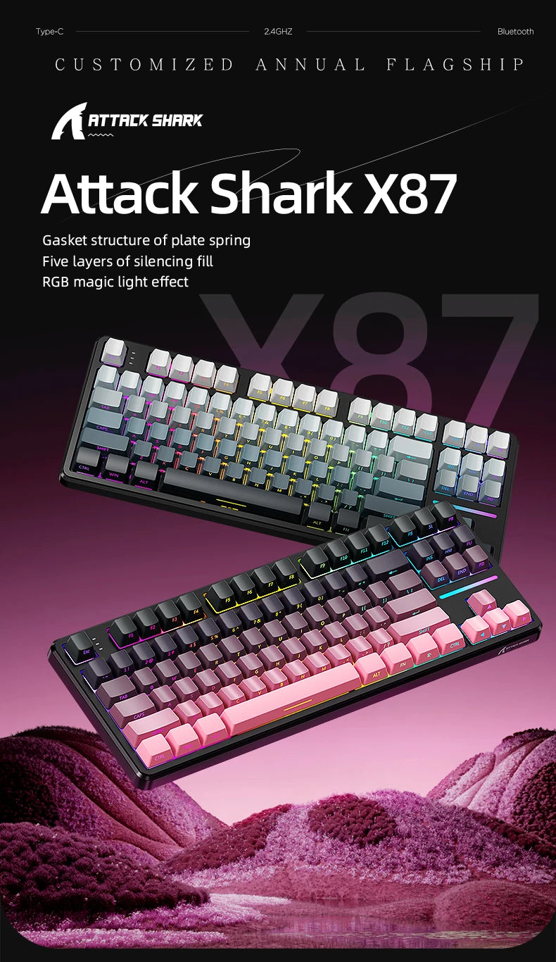 Attack Shark Keyboard X87: Tri-Mode Side-Lit Mechanical