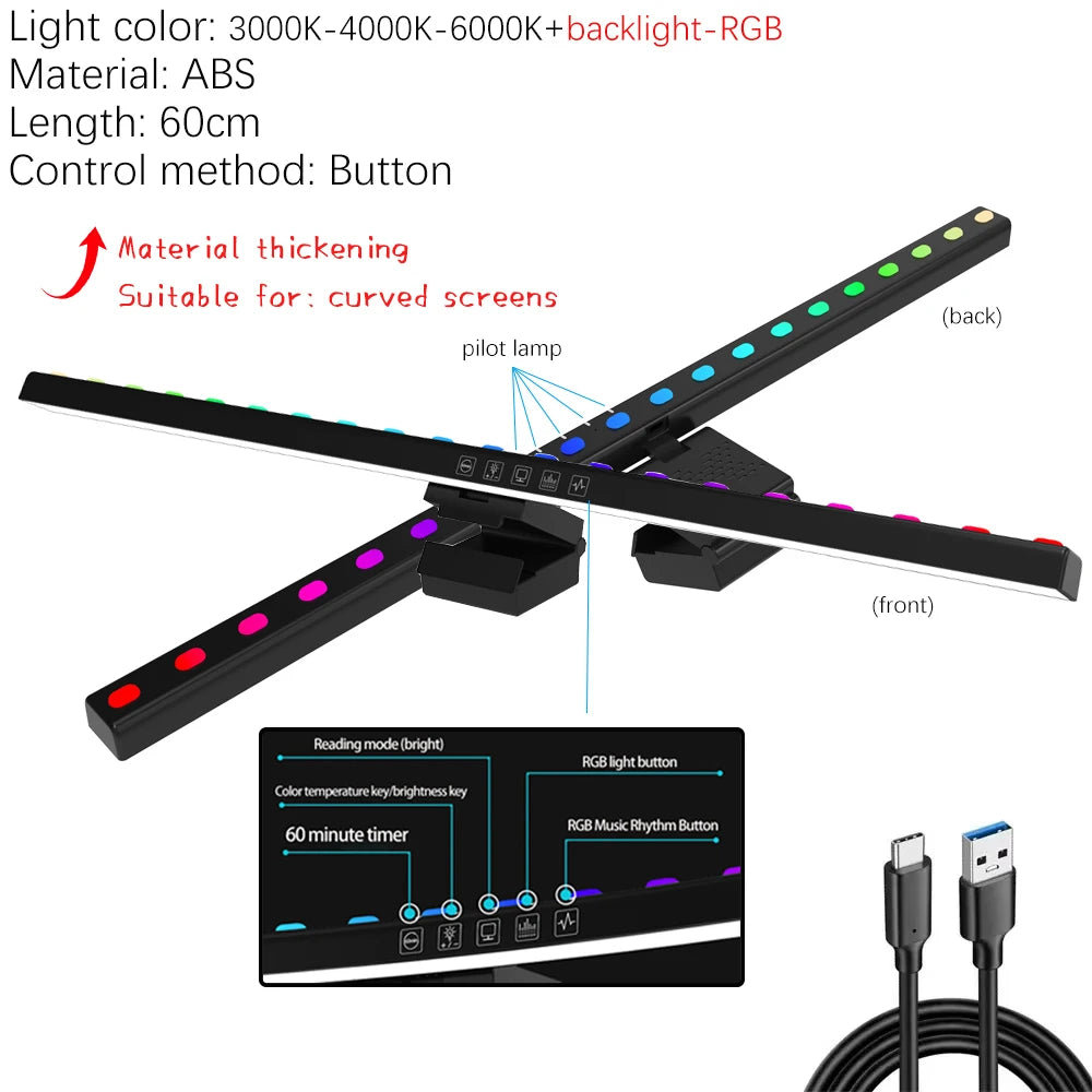 Lumina Pro: Dual-Source Monitor Light Bar with RGB Backlight