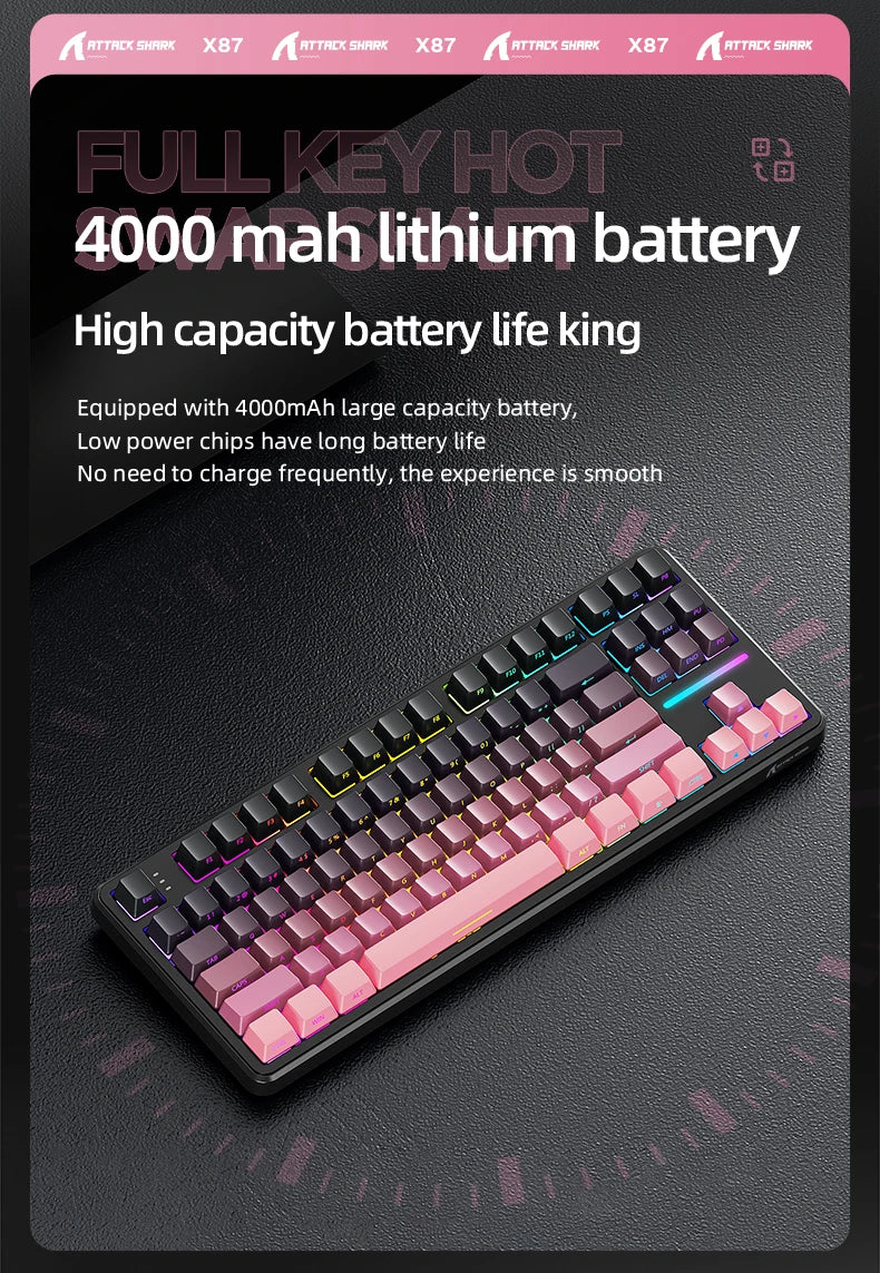 Attack Shark Keyboard X87: Tri-Mode Side-Lit Mechanical