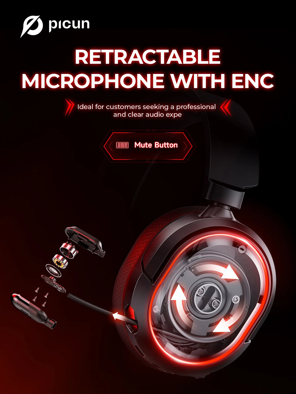 Picun G2 | 5ms Ultra-Low Latency Wireless Gaming Headset with 7.1 Audio