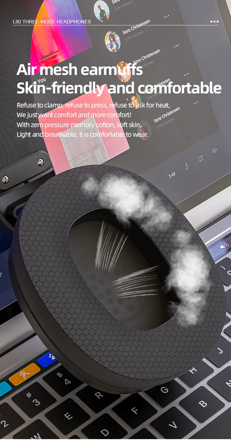 SMAILWOLF L80/ G900 PRO – High-Performance Tri-Mode Wireless Headset for PC & Laptop