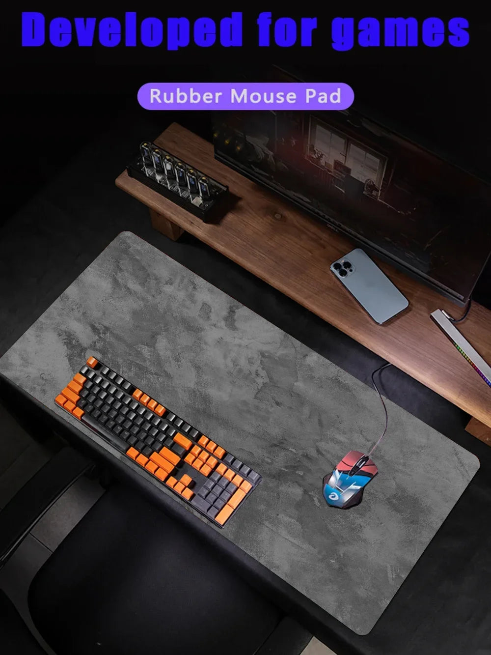 Gray Series Professional Desk Mat – Extended XXL Keyboard & Mouse Surface