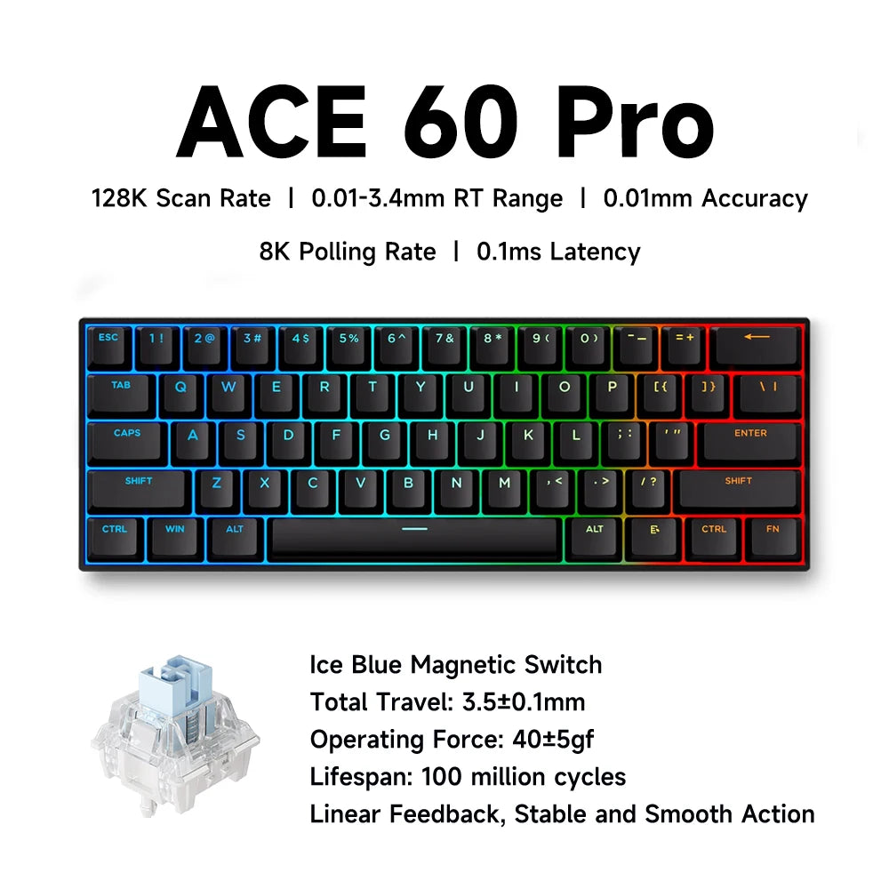 Ace 68 Pro Keyboard: 8K Hz Hall Effect Magnetic Edition