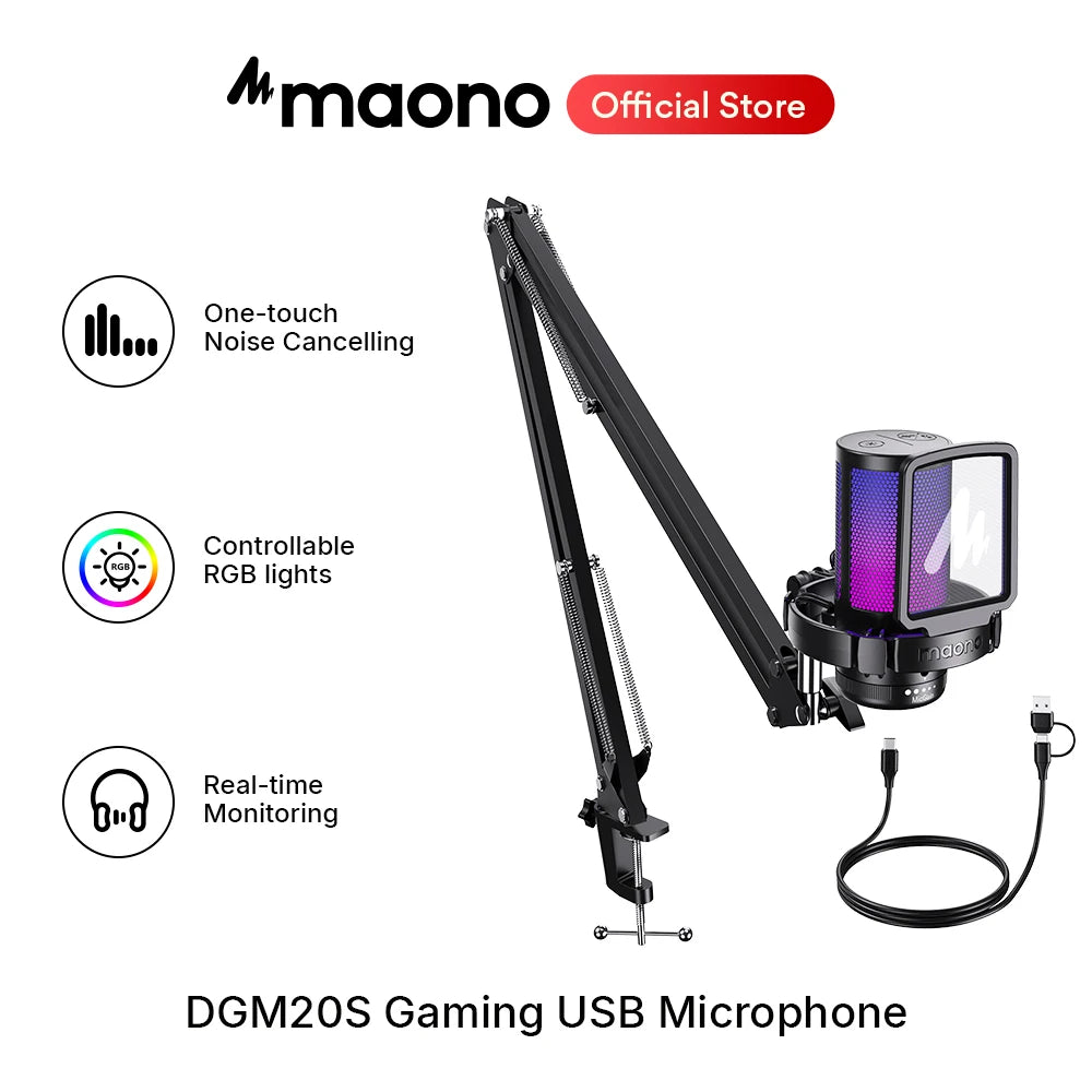 Maono DGM20S Professional USB Microphone – Noise Reduction Studio Edition