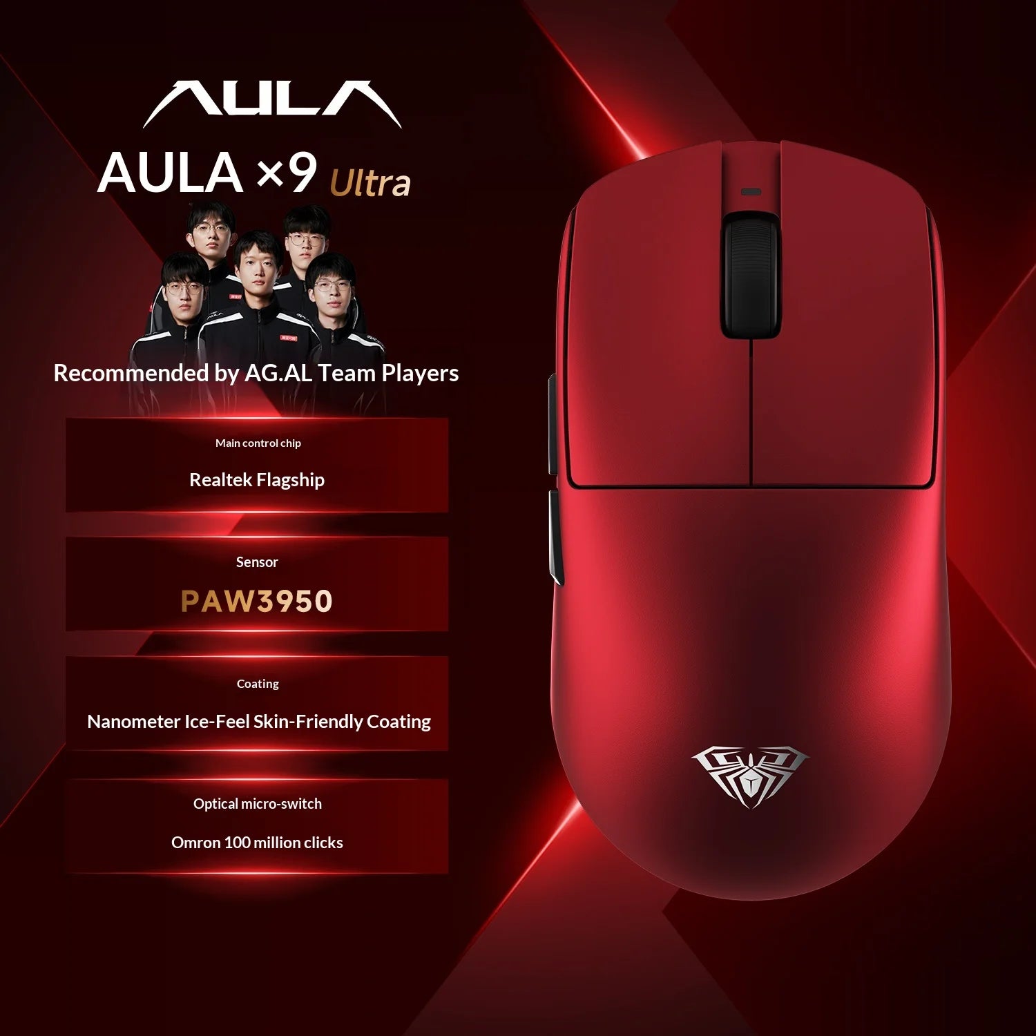 AULA X9 Max Ultra | PAW3950 Sensor & Dual 8KHz Wireless Gaming Mouse