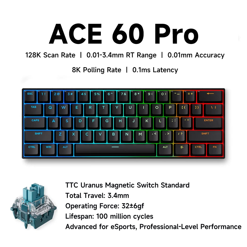 Ace 68 Pro Keyboard: 8K Hz Hall Effect Magnetic Edition