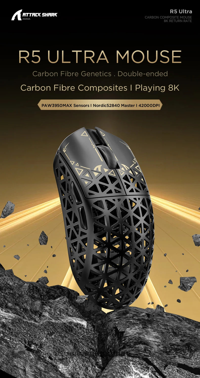 Attack Shark R5 Ultra: Carbon Fiber 8K Gaming Mouse