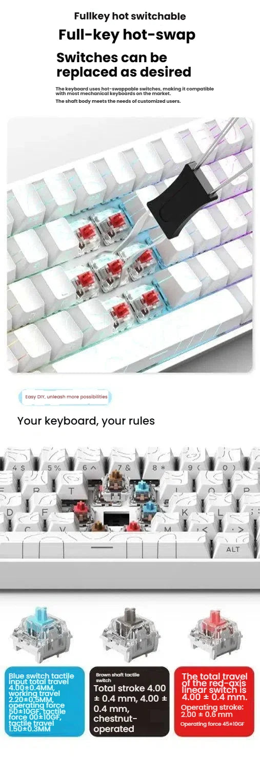 K61 USB Mini Mechanical Keyboard – Professional Hot-Swappable Gaming Series
