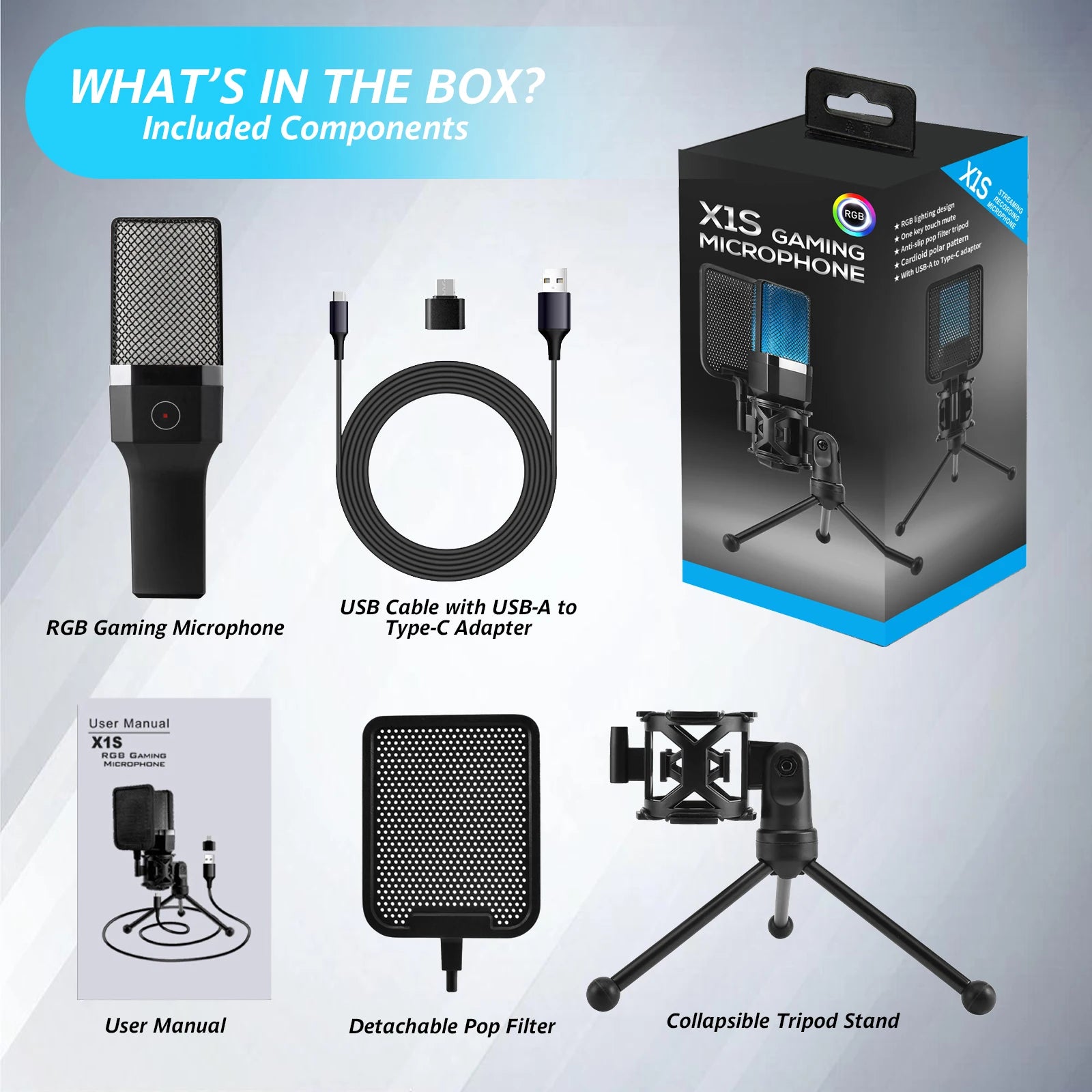 Microphone Titan USB: Professional RGB Streaming Kit
