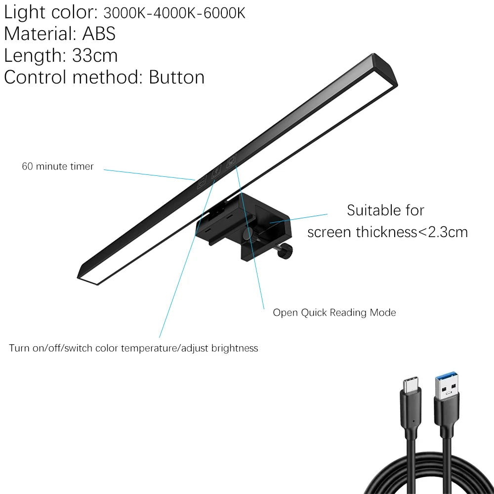 Lumina Pro: Dual-Source Monitor Light Bar with RGB Backlight