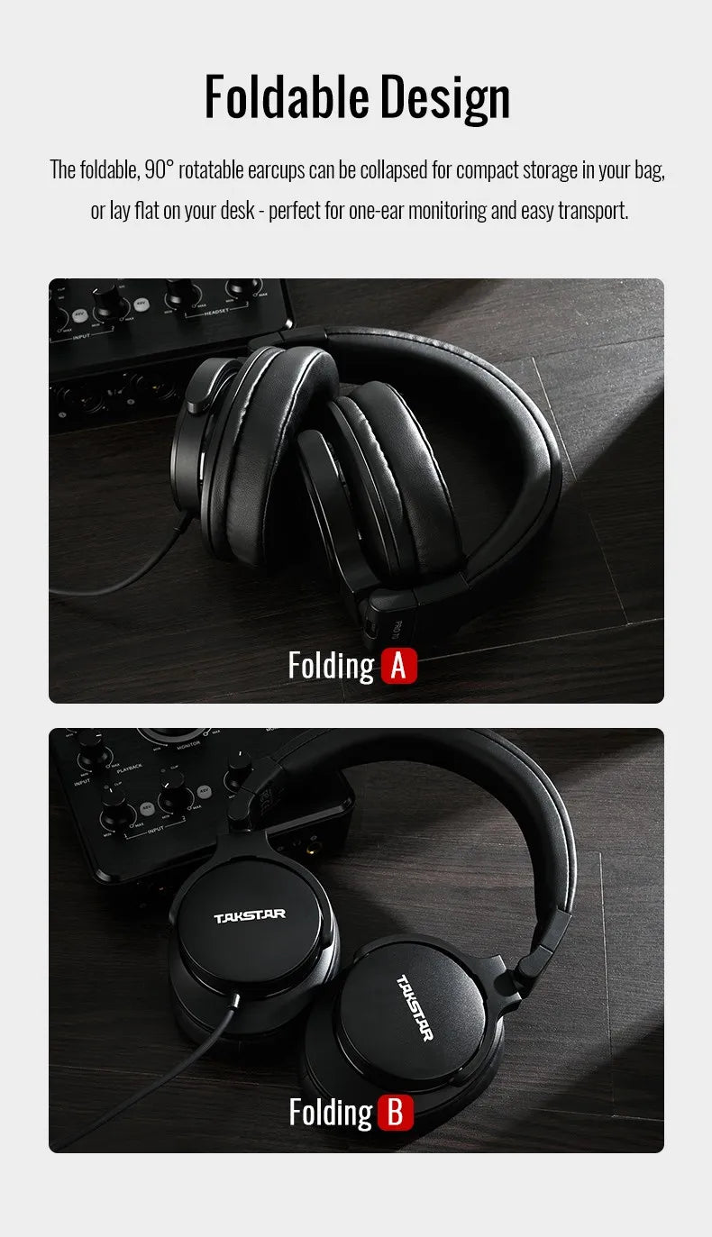 TAKSTAR PRO 70 – Fully Enclosed Professional Monitoring Headphones (Foldable)