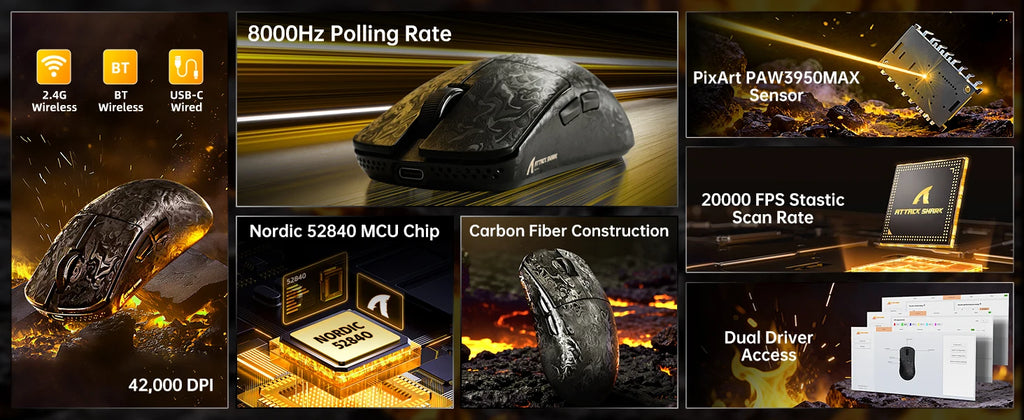 Attack Shark R11 Ultra: Carbon Fiber 8K Gaming Mouse