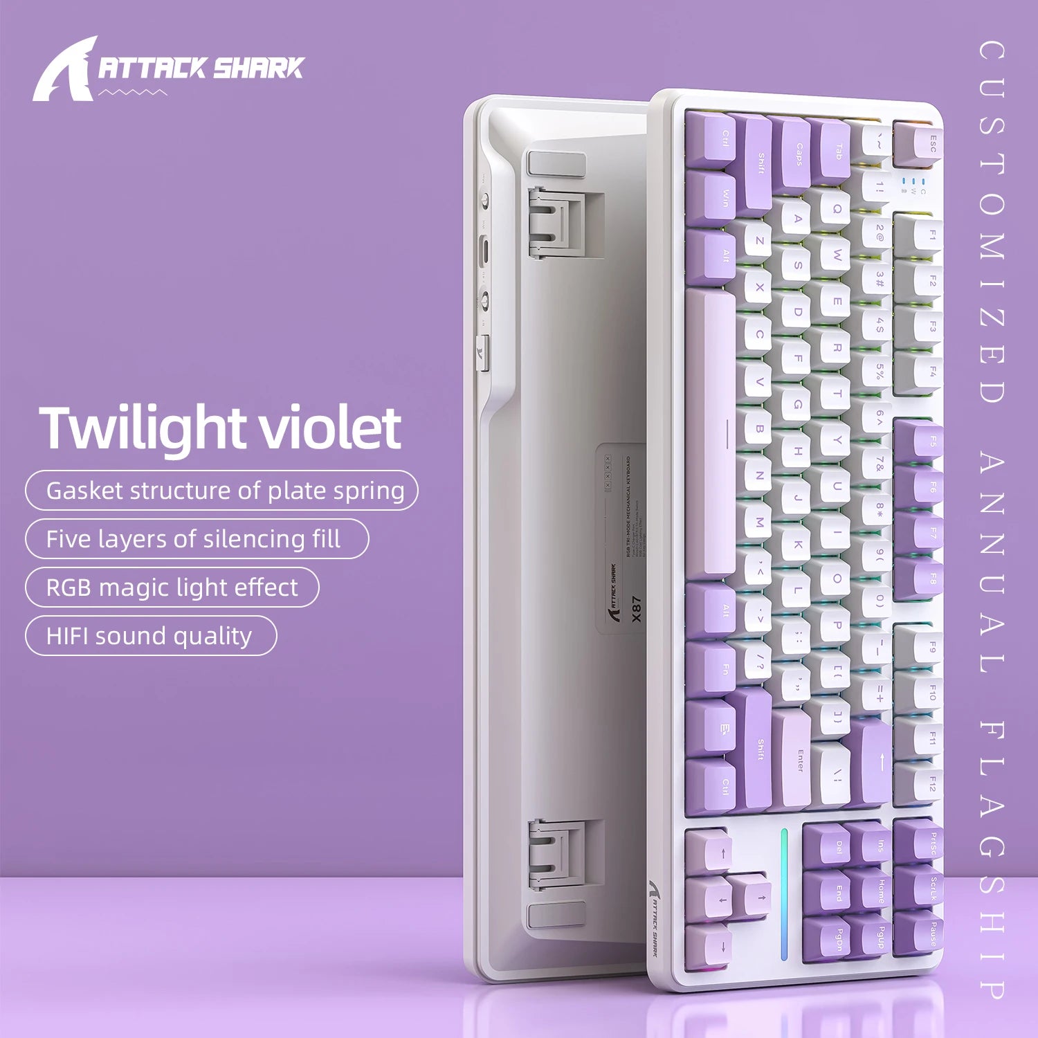 Attack Shark Keyboard X87: Tri-Mode Side-Lit Mechanical