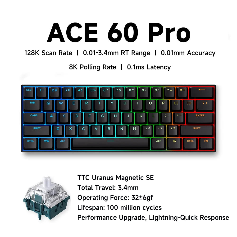 Ace 68 Pro Keyboard: 8K Hz Hall Effect Magnetic Edition