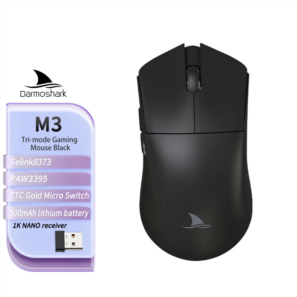 Darmoshark M3 V2 Double 8K: PAW3395 Sensor | 26K DPI Tri-Mode Mouse