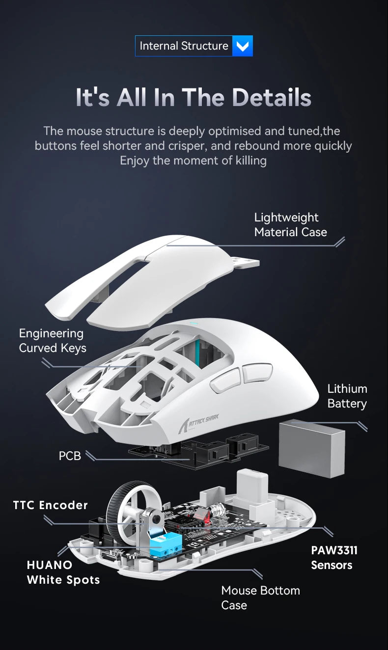 Attack Shark X11 – Wireless Gaming Mouse Series | 1K Hz & RGB Docking