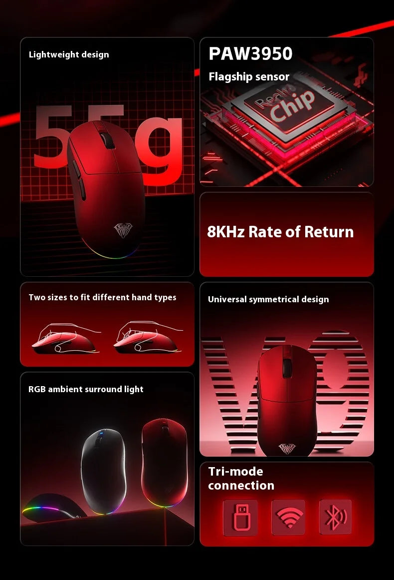 AULA V9+ Tri-Mode Wireless Mouse – Pro E-sports Performance Series