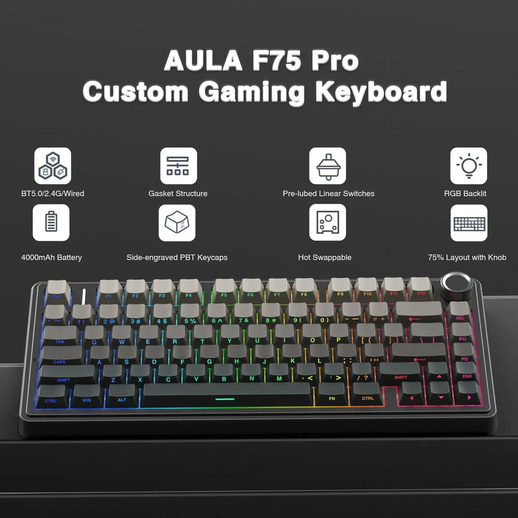 Aula F75 Pro Keyboard: Tri-Mode Gasket Mechanical Edition