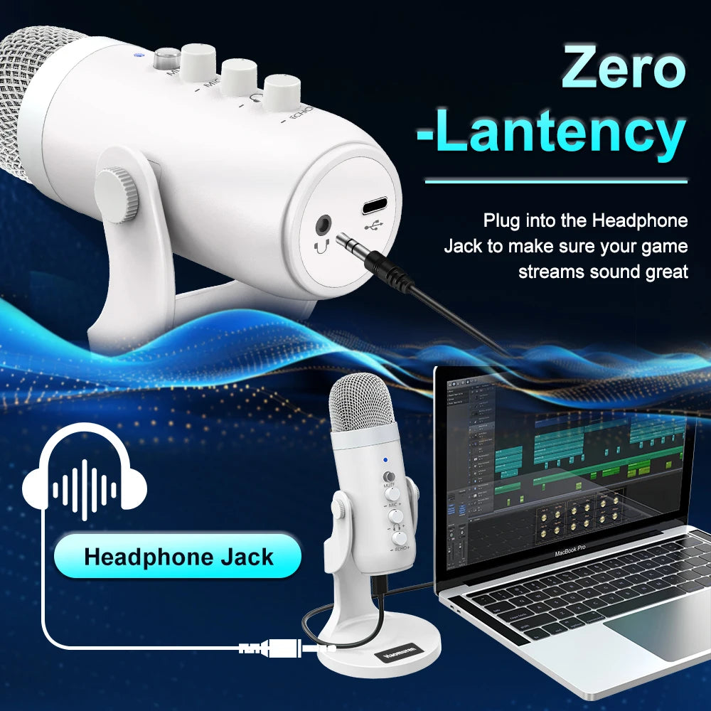 Haomuren White Series – Professional USB Studio Mic for Content Creators