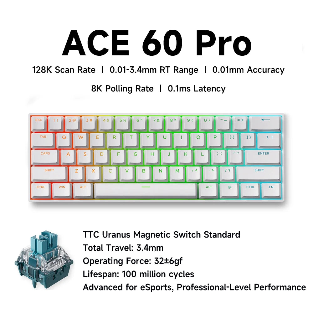 Ace 68 Pro Keyboard: 8K Hz Hall Effect Magnetic Edition