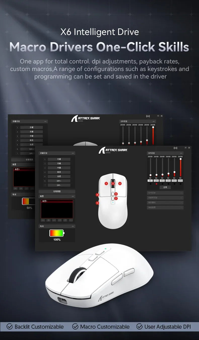 Attack Shark X6: Tri-Mode Wireless Gaming Mouse with Charging Dock
