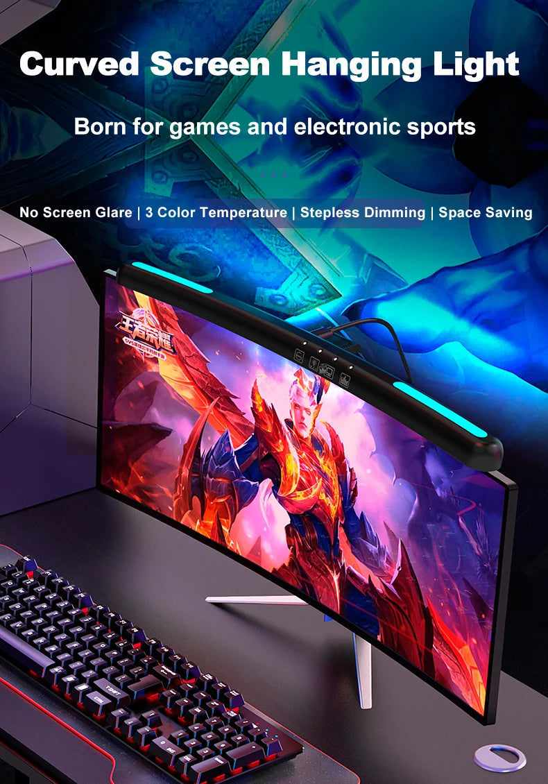 Lumina Pro: Dual-Source Monitor Light Bar with RGB Backlight