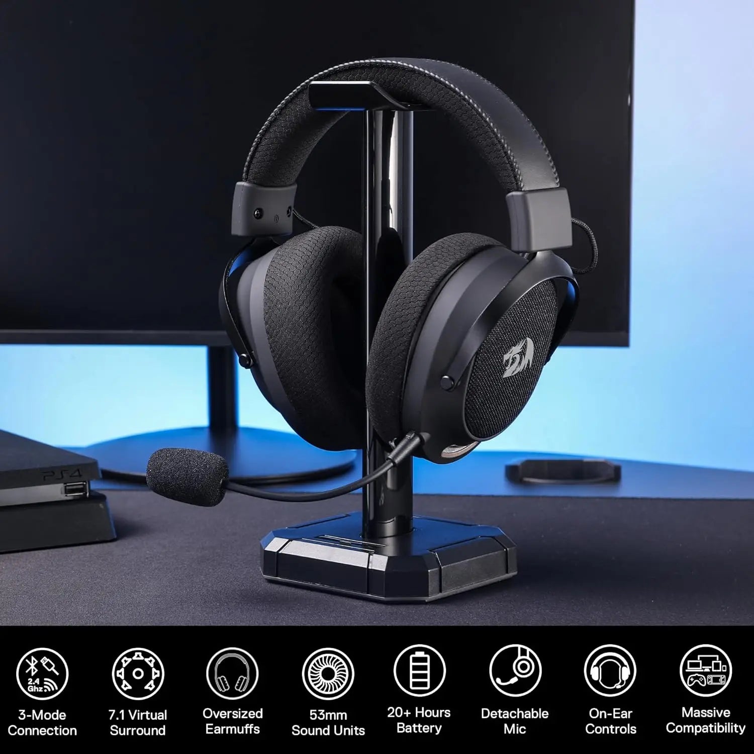 Redragon H858 Over-Ear Headset | Noise-Canceling Mic & 7.1 Audio