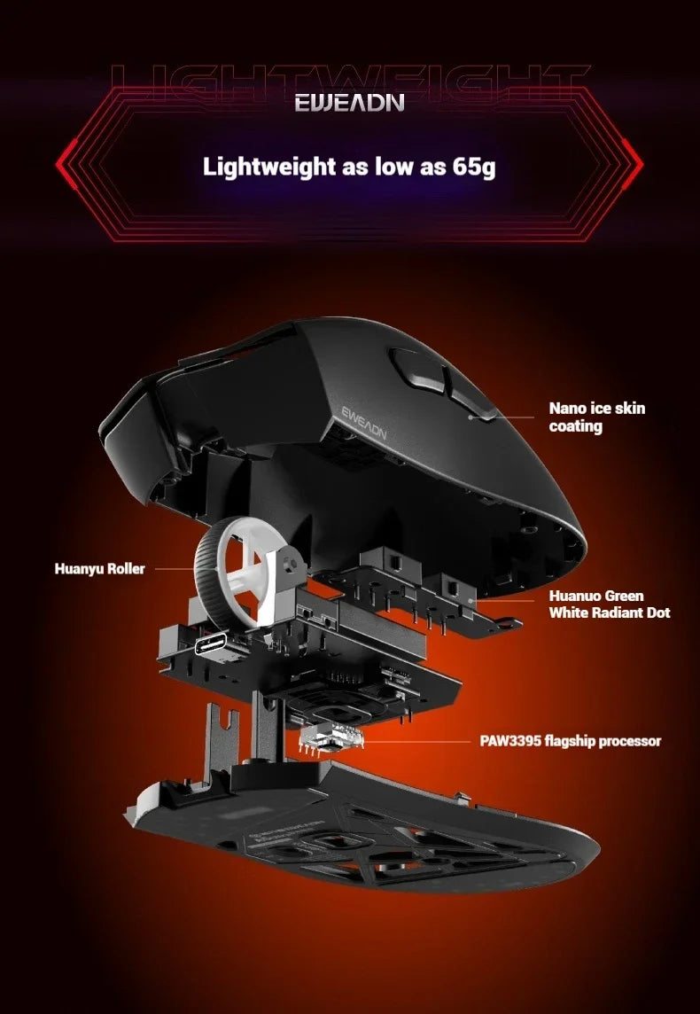 EWEADN A5 Pro Ultra-Light | Sensor PAW3395 26K DPI & Tri-Mode