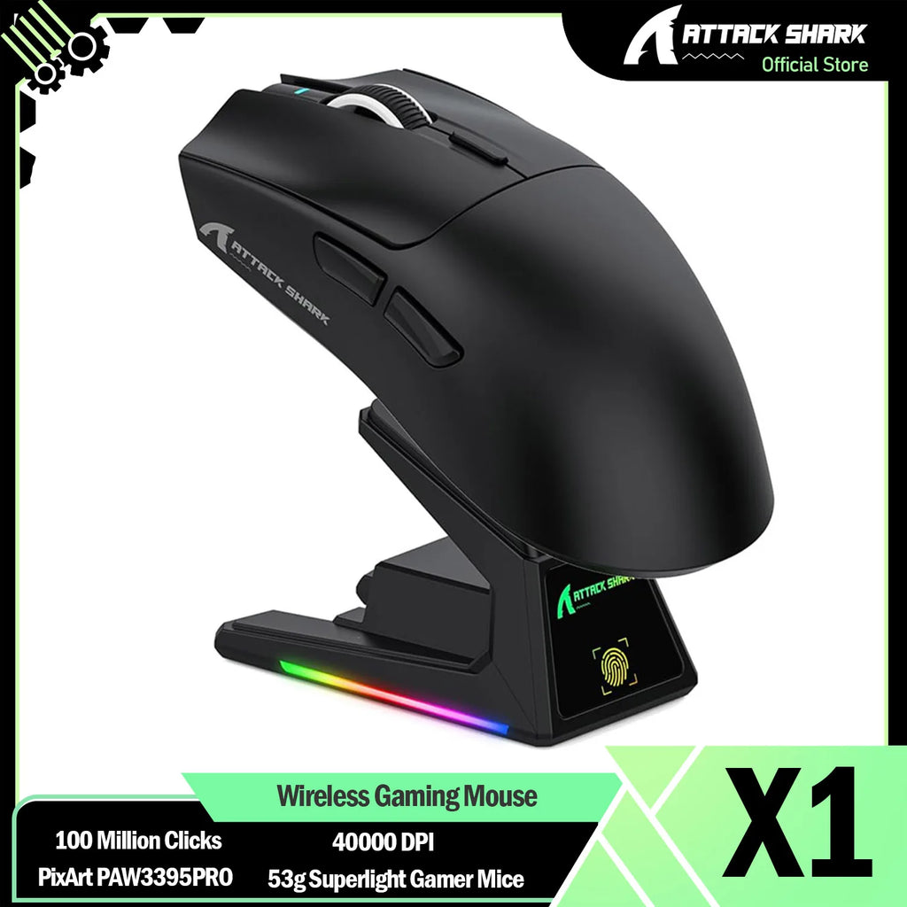 Attack Shark X1: 53g Superlight Mouse with Touchpad RGB Dock