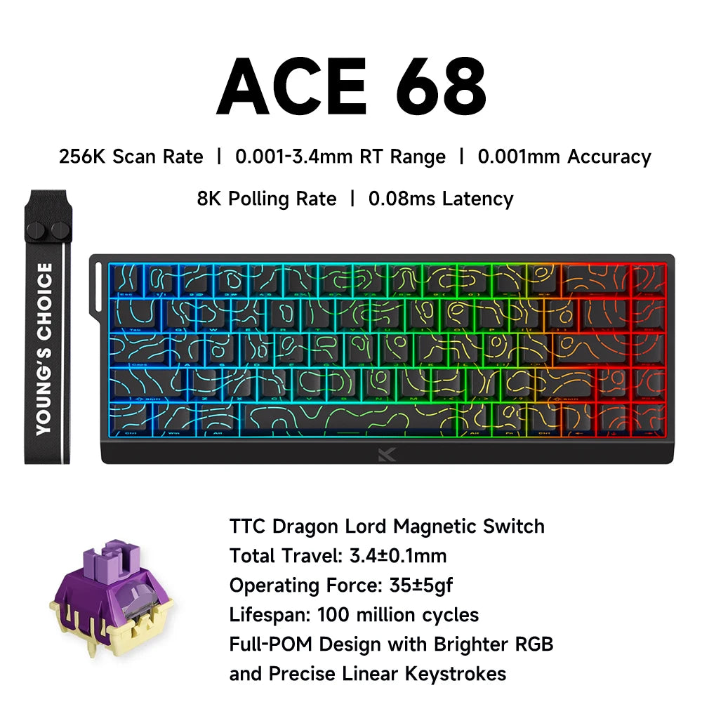 Ace 68 Pro Keyboard: 8K Hz Hall Effect Magnetic Edition
