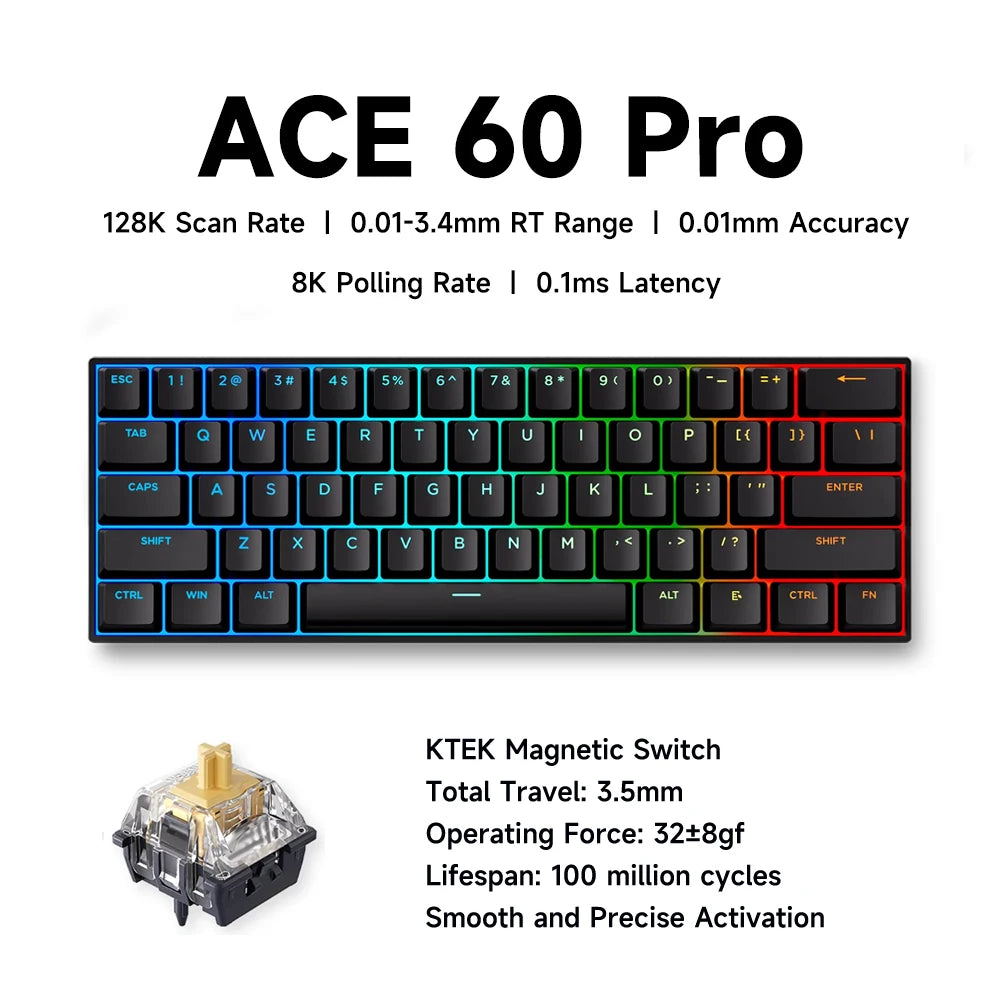 Ace 68 Pro Keyboard: 8K Hz Hall Effect Magnetic Edition
