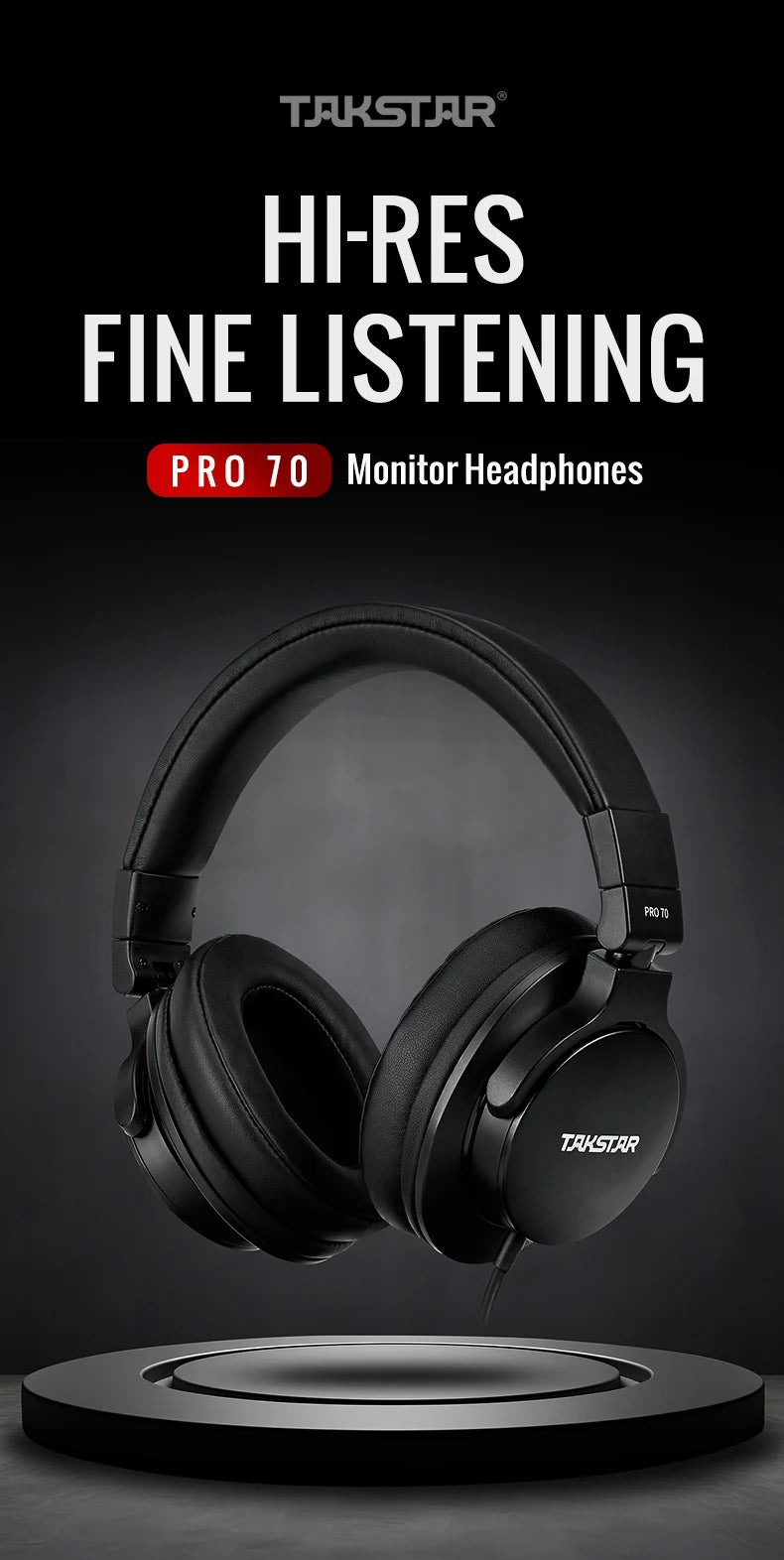 TAKSTAR PRO 70 – Fully Enclosed Professional Monitoring Headphones (Foldable)