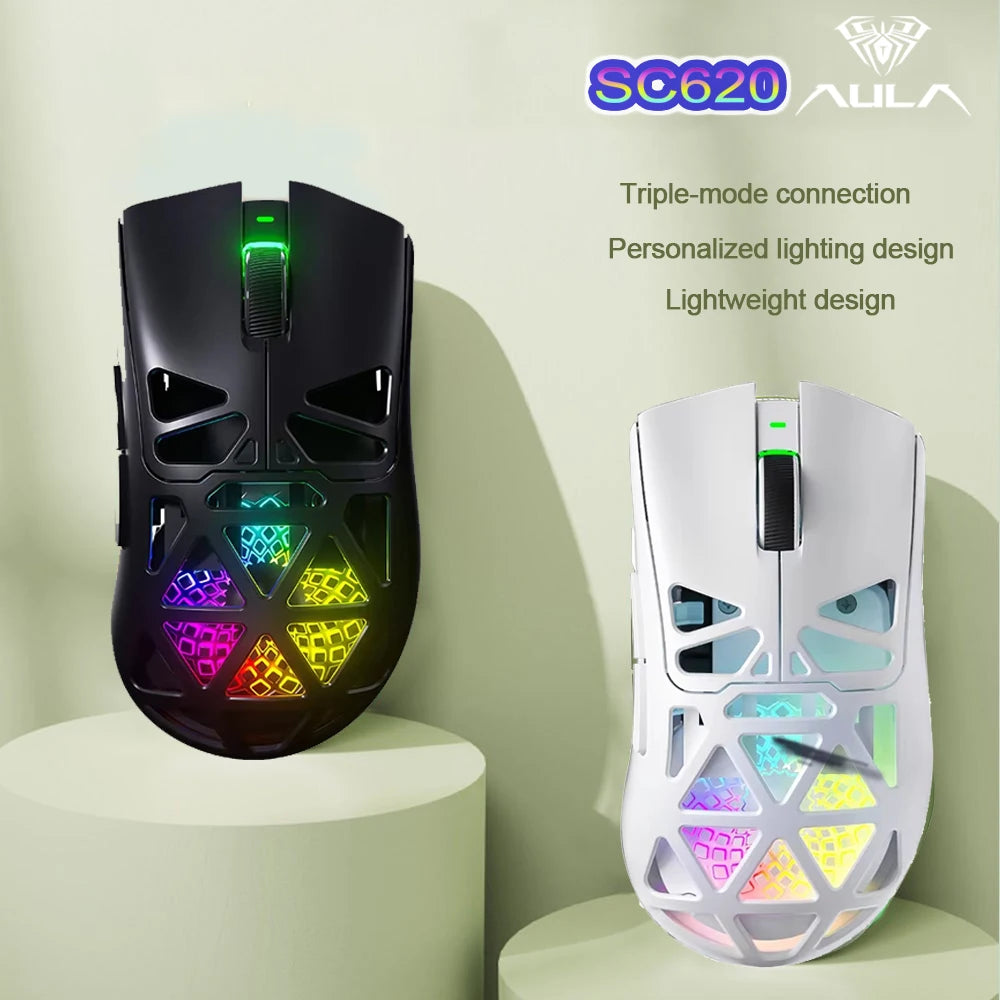 AULA SC620 – Mouse Gamer Wireless | Fire Button & RGB Lighting Effects