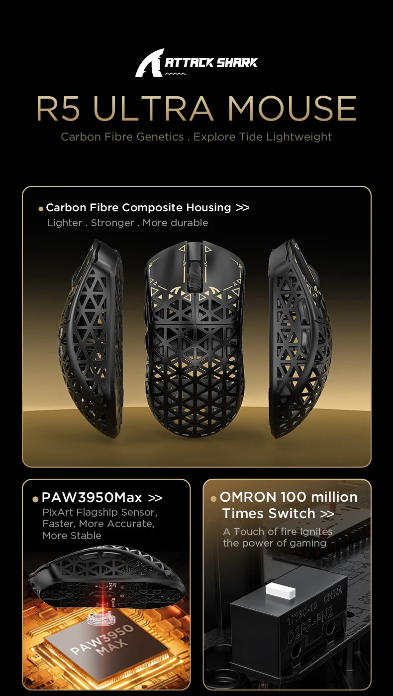 Attack Shark R5 Ultra: Carbon Fiber 8K Gaming Mouse