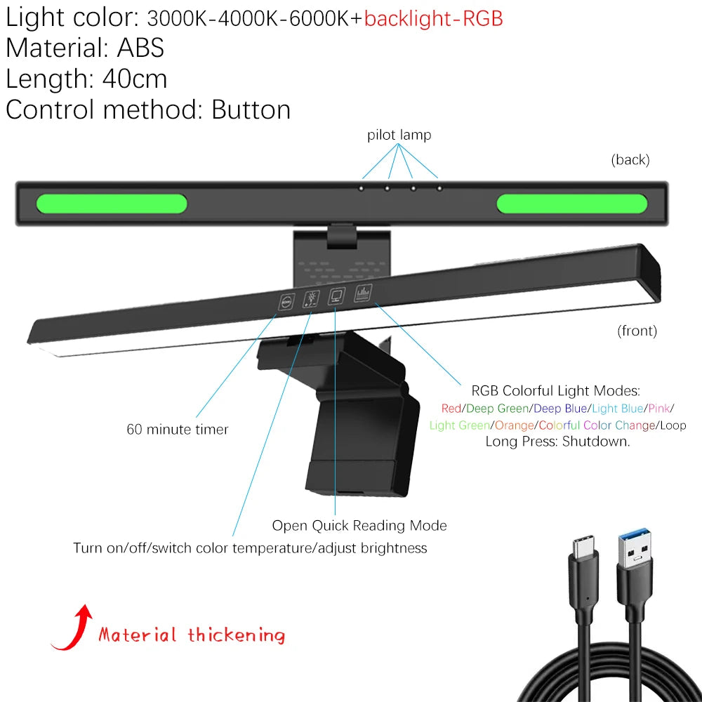 Lumina Pro: Dual-Source Monitor Light Bar with RGB Backlight