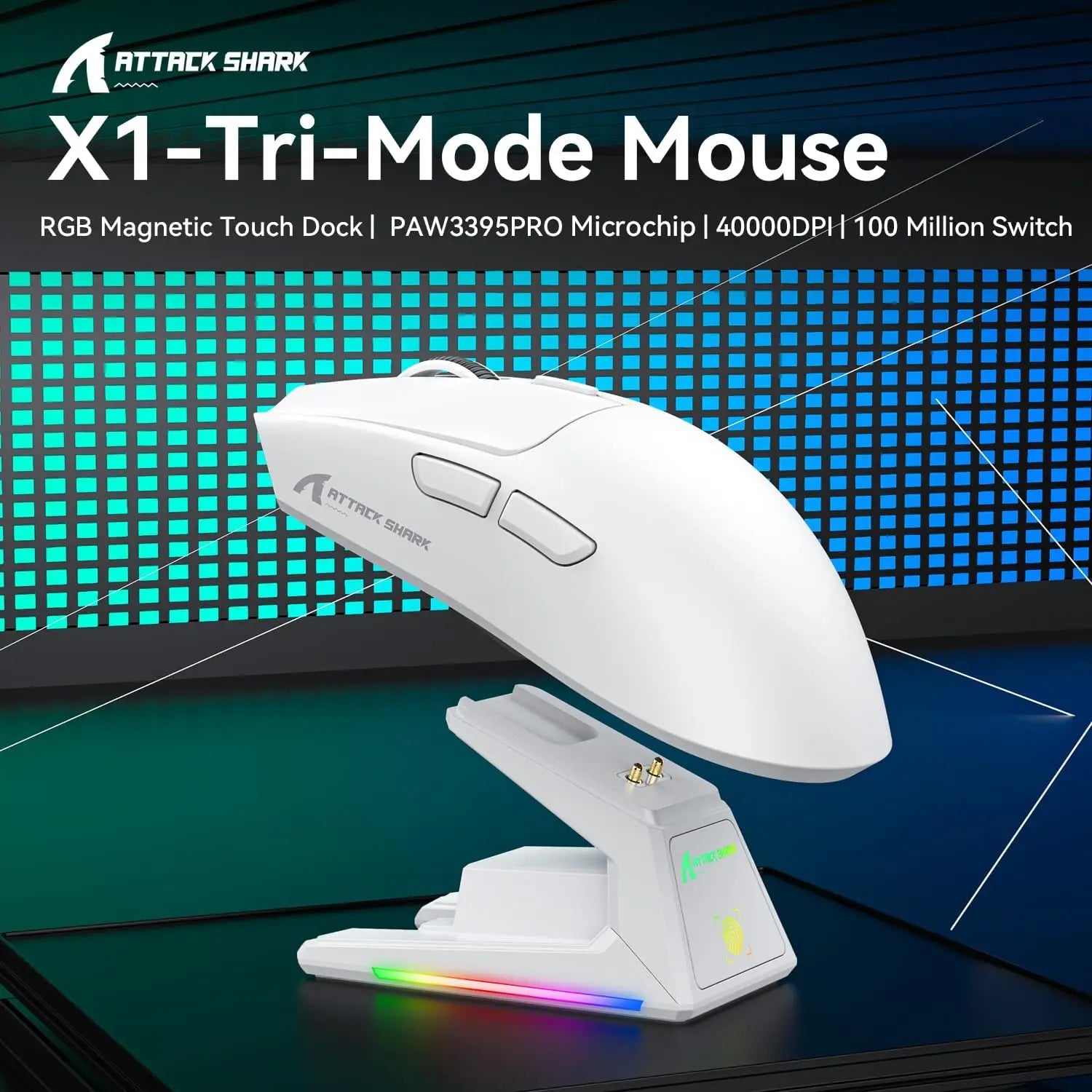 Attack Shark X1: 53g Superlight Mouse with Touchpad RGB Dock